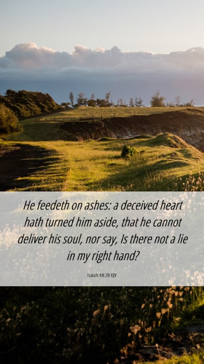 Picture 06 - Isaiah 44:20 KJV Mobile Phone Wallpaper - He feedeth on ashes: a deceived heart hath turned - Mobile Bible Verse Wallpaper
