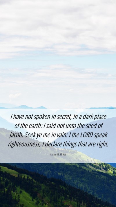 Picture 06 - Isaiah 45:19 KJV Mobile Phone Wallpaper - I have not spoken in secret, in a dark place of - Mobile Bible Verse Wallpaper