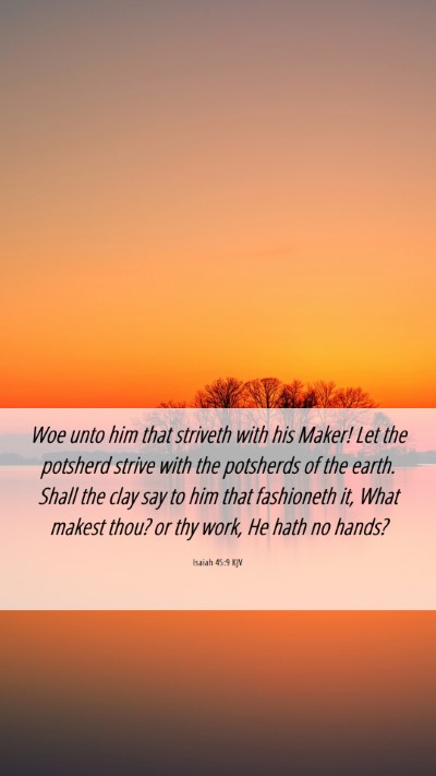 Picture 06 - Isaiah 45:9 KJV Mobile Phone Wallpaper - Woe unto him that striveth with his Maker! Let - Mobile Bible Verse Wallpaper