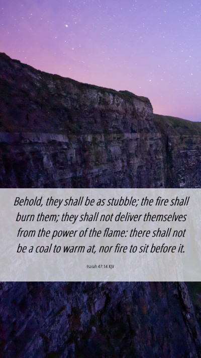 Picture 06 - Isaiah 47:14 KJV Mobile Phone Wallpaper - Behold, they shall be as stubble; the fire shall - Mobile Bible Verse Wallpaper