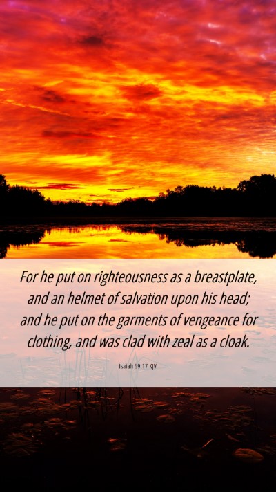 Picture 06 - Isaiah 59:17 KJV Mobile Phone Wallpaper - For he put on righteousness as a breastplate, and - Mobile Bible Verse Wallpaper