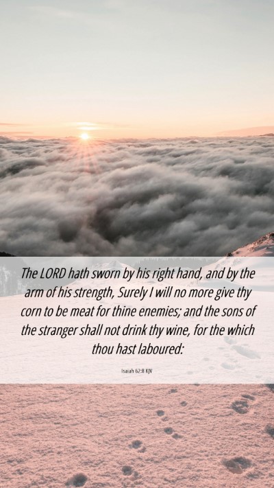 Picture 06 - Isaiah 62:8 KJV Mobile Phone Wallpaper - The LORD hath sworn by his right hand, and by the - Mobile Bible Verse Wallpaper
