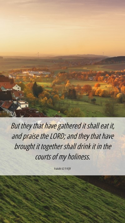 Picture 06 - Isaiah 62:9 KJV Mobile Phone Wallpaper - But they that have gathered it shall eat it, and - Mobile Bible Verse Wallpaper