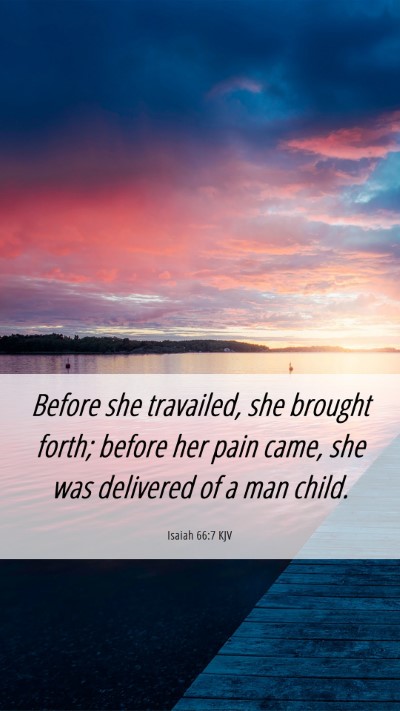 Picture 06 - Isaiah 66:7 KJV Mobile Phone Wallpaper - Before she travailed, she brought forth; before - Mobile Bible Verse Wallpaper