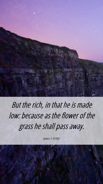 Picture 06 - James 1:10 KJV Mobile Phone Wallpaper - But the rich, in that he is made low: because as - Mobile Bible Verse Wallpaper