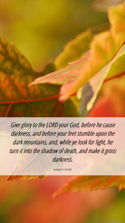 Picture 06 - Jeremiah 13:16 KJV Mobile Phone Wallpaper - Give glory to the LORD your God, before he cause - Mobile Bible Verse Wallpaper