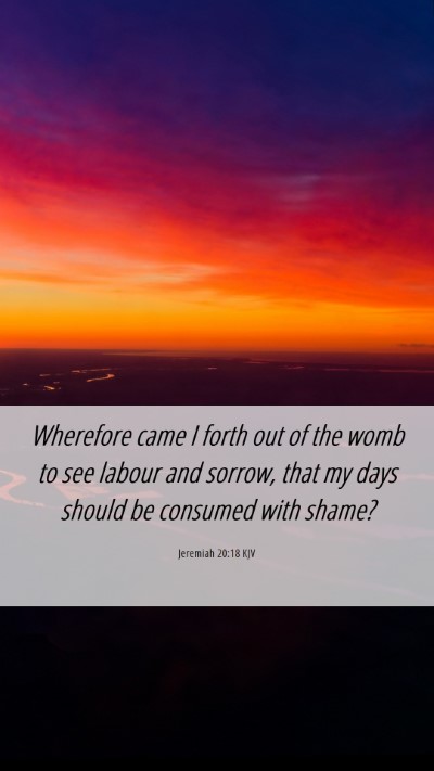 Picture 06 - Jeremiah 20:18 KJV Mobile Phone Wallpaper - Wherefore came I forth out of the womb to see - Mobile Bible Verse Wallpaper