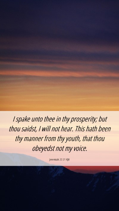 Picture 06 - Jeremiah 22:21 KJV Mobile Phone Wallpaper - I spake unto thee in thy prosperity; but thou - Mobile Bible Verse Wallpaper