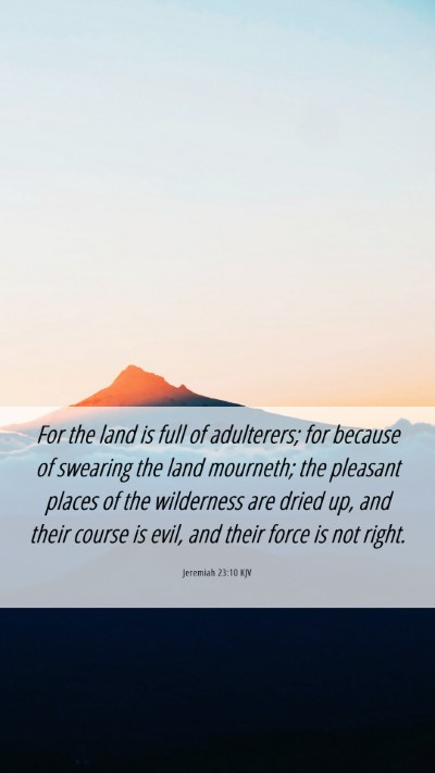 Picture 06 - Jeremiah 23:10 KJV Mobile Phone Wallpaper - For the land is full of adulterers; for because - Mobile Bible Verse Wallpaper
