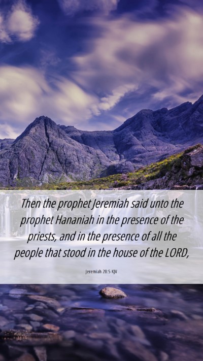 Picture 06 - Jeremiah 28:5 KJV Mobile Phone Wallpaper - Then the prophet Jeremiah said unto the prophet - Mobile Bible Verse Wallpaper