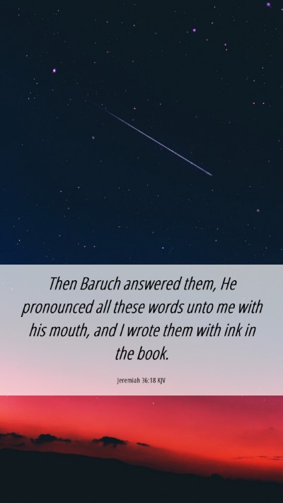 Picture 06 - Jeremiah 36:18 KJV Mobile Phone Wallpaper - Then Baruch answered them, He pronounced all - Mobile Bible Verse Wallpaper
