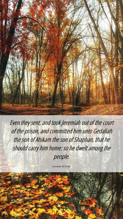 Picture 06 - Jeremiah 39:14 KJV Mobile Phone Wallpaper - Even they sent, and took Jeremiah out of the - Mobile Bible Verse Wallpaper