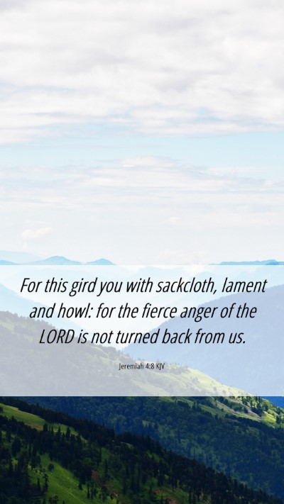 Picture 06 - Jeremiah 4:8 KJV Mobile Phone Wallpaper - For this gird you with sackcloth, lament and - Mobile Bible Verse Wallpaper
