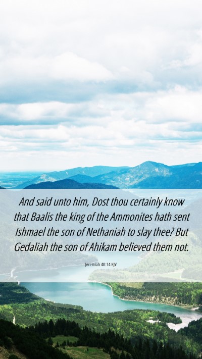Picture 06 - Jeremiah 40:14 KJV Mobile Phone Wallpaper - And said unto him, Dost thou certainly know that - Mobile Bible Verse Wallpaper