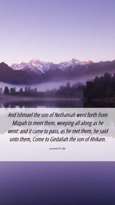Picture 06 - Jeremiah 41:6 KJV Mobile Phone Wallpaper - And Ishmael the son of Nethaniah went forth from - Mobile Bible Verse Wallpaper