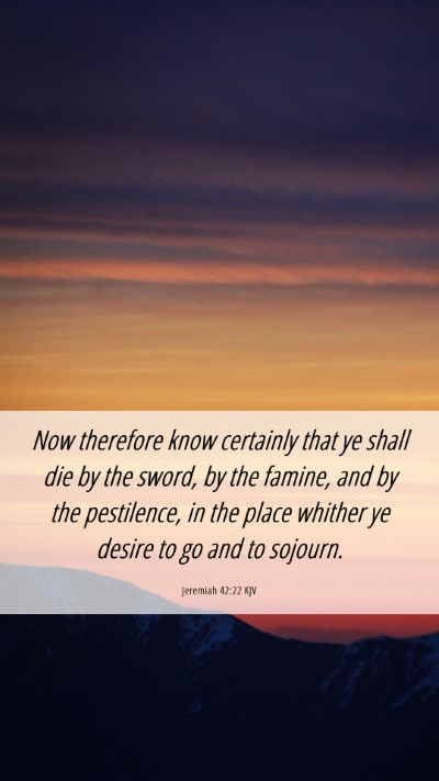Picture 06 - Jeremiah 42:22 KJV Mobile Phone Wallpaper - Now therefore know certainly that ye shall die by - Mobile Bible Verse Wallpaper