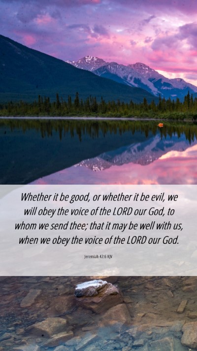 Picture 06 - Jeremiah 42:6 KJV Mobile Phone Wallpaper - Whether it be good, or whether it be evil, we - Mobile Bible Verse Wallpaper