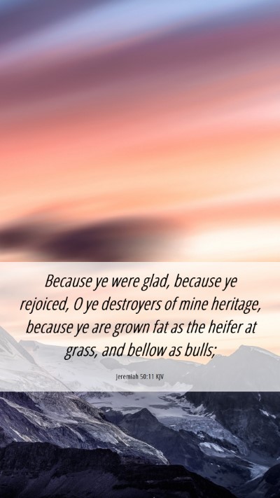 Picture 06 - Jeremiah 50:11 KJV Mobile Phone Wallpaper - Because ye were glad, because ye rejoiced, O ye - Mobile Bible Verse Wallpaper