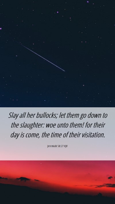 Picture 06 - Jeremiah 50:27 KJV Mobile Phone Wallpaper - Slay all her bullocks; let them go down to the - Mobile Bible Verse Wallpaper