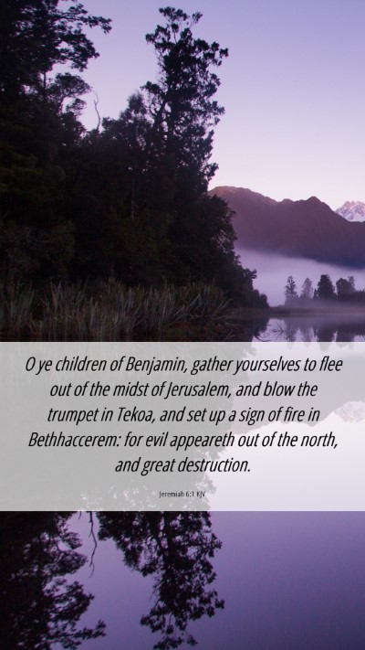 Picture 06 - Jeremiah 6:1 KJV Mobile Phone Wallpaper - O ye children of Benjamin, gather yourselves to - Mobile Bible Verse Wallpaper