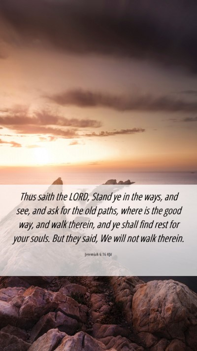 Picture 06 - Jeremiah 6:16 KJV Mobile Phone Wallpaper - Thus saith the LORD, Stand ye in the ways, and - Mobile Bible Verse Wallpaper