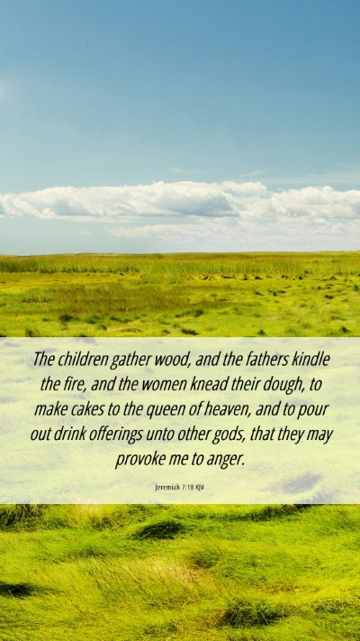 Picture 06 - Jeremiah 7:18 KJV Mobile Phone Wallpaper - The children gather wood, and the fathers kindle - Mobile Bible Verse Wallpaper