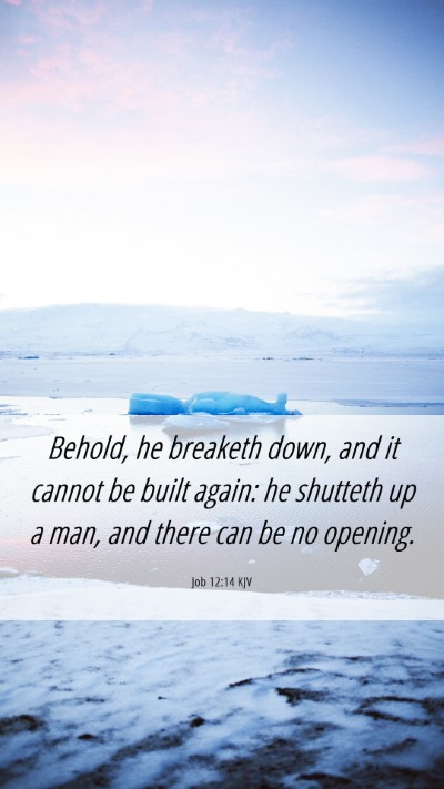 Picture 06 - Job 12:14 KJV Mobile Phone Wallpaper - Behold, he breaketh down, and it cannot be built - Mobile Bible Verse Wallpaper
