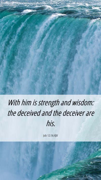Picture 06 - Job 12:16 KJV Mobile Phone Wallpaper - With him is strength and wisdom: the deceived and - Mobile Bible Verse Wallpaper