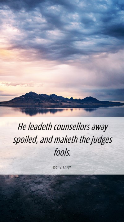 Picture 06 - Job 12:17 KJV Mobile Phone Wallpaper - He leadeth counsellors away spoiled, and maketh - Mobile Bible Verse Wallpaper