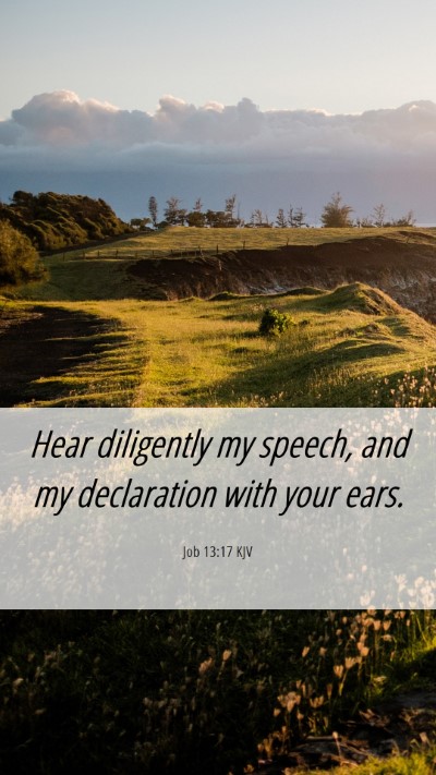 Picture 06 - Job 13:17 KJV Mobile Phone Wallpaper - Hear diligently my speech, and my declaration - Mobile Bible Verse Wallpaper