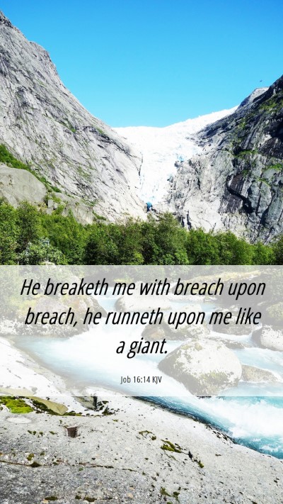 Picture 06 - Job 16:14 KJV Mobile Phone Wallpaper - He breaketh me with breach upon breach, he - Mobile Bible Verse Wallpaper