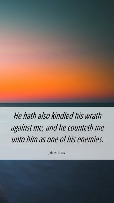 Picture 06 - Job 19:11 KJV Mobile Phone Wallpaper - He hath also kindled his wrath against me, and he - Mobile Bible Verse Wallpaper