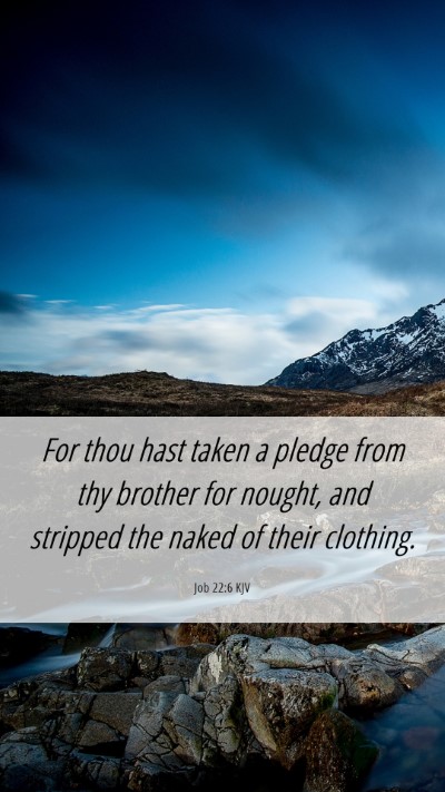 Picture 06 - Job 22:6 KJV Mobile Phone Wallpaper - For thou hast taken a pledge from thy brother for - Mobile Bible Verse Wallpaper