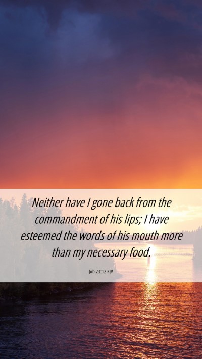 Picture 06 - Job 23:12 KJV Mobile Phone Wallpaper - Neither have I gone back from the commandment of - Mobile Bible Verse Wallpaper