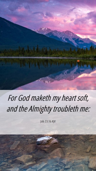 Picture 06 - Job 23:16 KJV Mobile Phone Wallpaper - For God maketh my heart soft, and the Almighty - Mobile Bible Verse Wallpaper