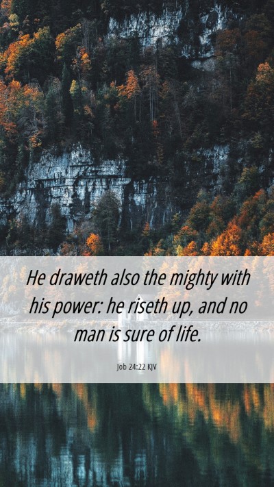 Picture 06 - Job 24:22 KJV Mobile Phone Wallpaper - He draweth also the mighty with his power: he - Mobile Bible Verse Wallpaper