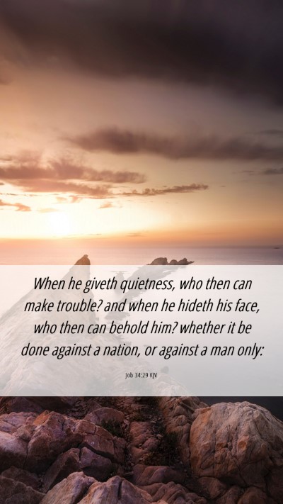 Picture 06 - Job 34:29 KJV Mobile Phone Wallpaper - When he giveth quietness, who then can make - Mobile Bible Verse Wallpaper
