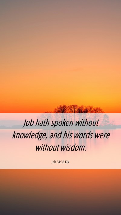Picture 06 - Job 34:35 KJV Mobile Phone Wallpaper - Job hath spoken without knowledge, and his words - Mobile Bible Verse Wallpaper