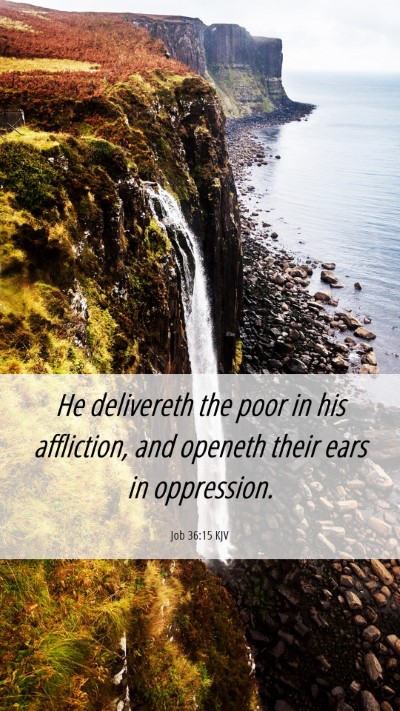 Picture 06 - Job 36:15 KJV Mobile Phone Wallpaper - He delivereth the poor in his affliction, and - Mobile Bible Verse Wallpaper
