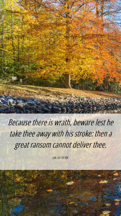 Picture 06 - Job 36:18 KJV Mobile Phone Wallpaper - Because there is wrath, beware lest he take thee - Mobile Bible Verse Wallpaper