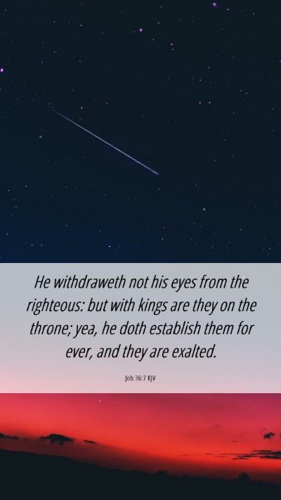 Picture 06 - Job 36:7 KJV Mobile Phone Wallpaper - He withdraweth not his eyes from the righteous: - Mobile Bible Verse Wallpaper