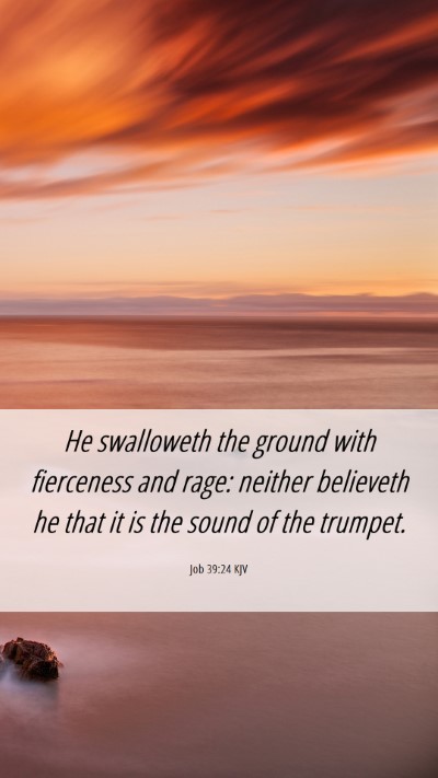 Picture 06 - Job 39:24 KJV Mobile Phone Wallpaper - He swalloweth the ground with fierceness and - Mobile Bible Verse Wallpaper