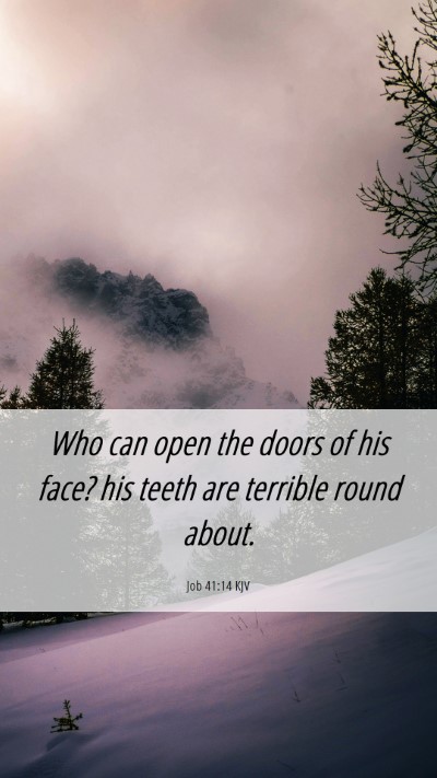 Picture 06 - Job 41:14 KJV Mobile Phone Wallpaper - Who can open the doors of his face? his teeth are - Mobile Bible Verse Wallpaper
