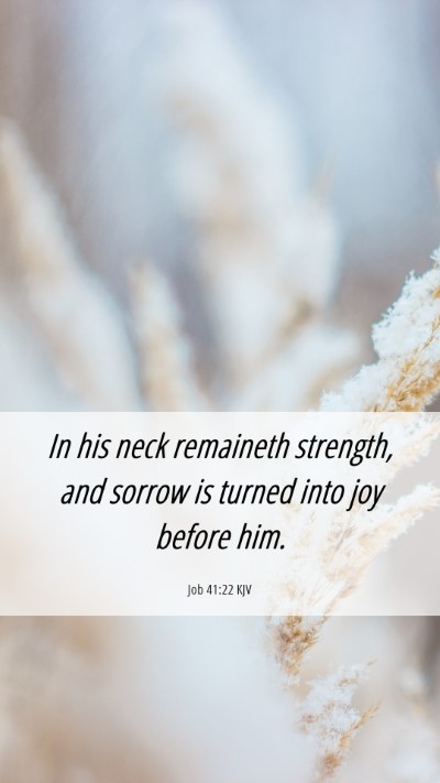 Picture 06 - Job 41:22 KJV Mobile Phone Wallpaper - In his neck remaineth strength, and sorrow is - Mobile Bible Verse Wallpaper