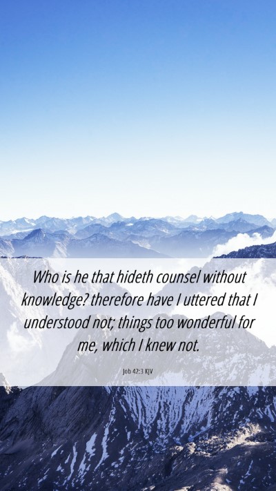 Picture 06 - Job 42:3 KJV Mobile Phone Wallpaper - Who is he that hideth counsel without knowledge? - Mobile Bible Verse Wallpaper