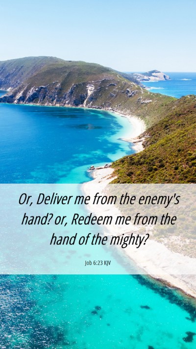 Picture 06 - Job 6:23 KJV Mobile Phone Wallpaper - Or, Deliver me from the enemy's hand? or, Redeem - Mobile Bible Verse Wallpaper
