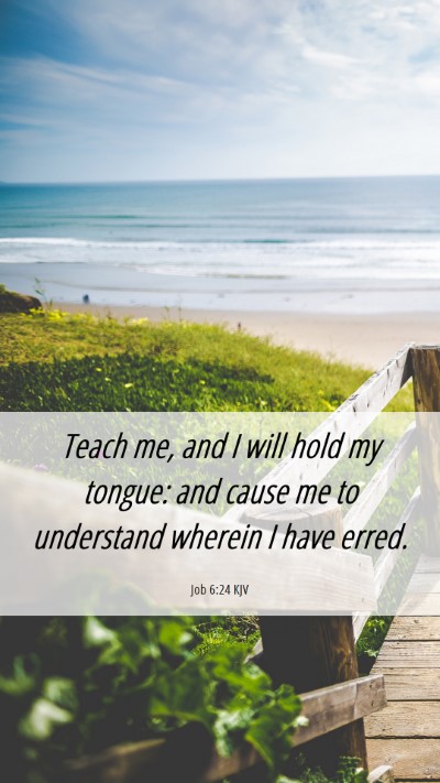 Picture 06 - Job 6:24 KJV Mobile Phone Wallpaper - Teach me, and I will hold my tongue: and cause me - Mobile Bible Verse Wallpaper