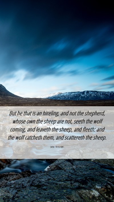Picture 06 - John 10:12 KJV Mobile Phone Wallpaper - But he that is an hireling, and not the shepherd, - Mobile Bible Verse Wallpaper