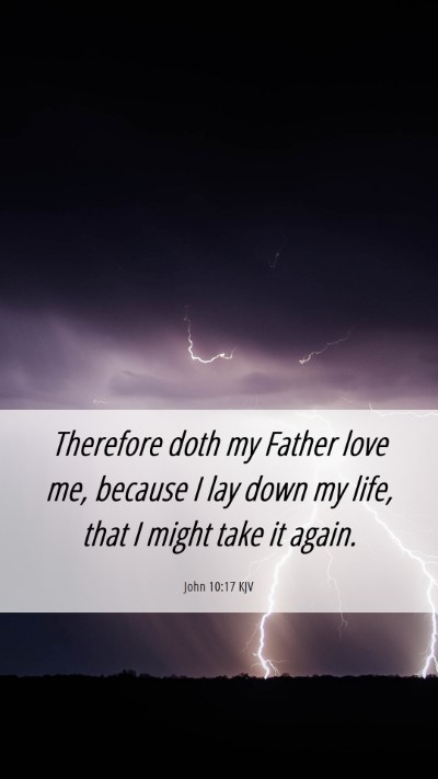 Picture 06 - John 10:17 KJV Mobile Phone Wallpaper - Therefore doth my Father love me, because I lay - Mobile Bible Verse Wallpaper