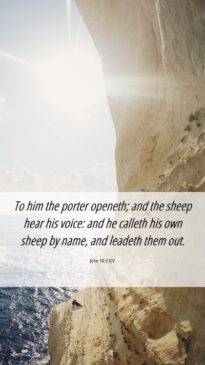 Picture 06 - John 10:3 KJV Mobile Phone Wallpaper - To him the porter openeth; and the sheep hear his - Mobile Bible Verse Wallpaper